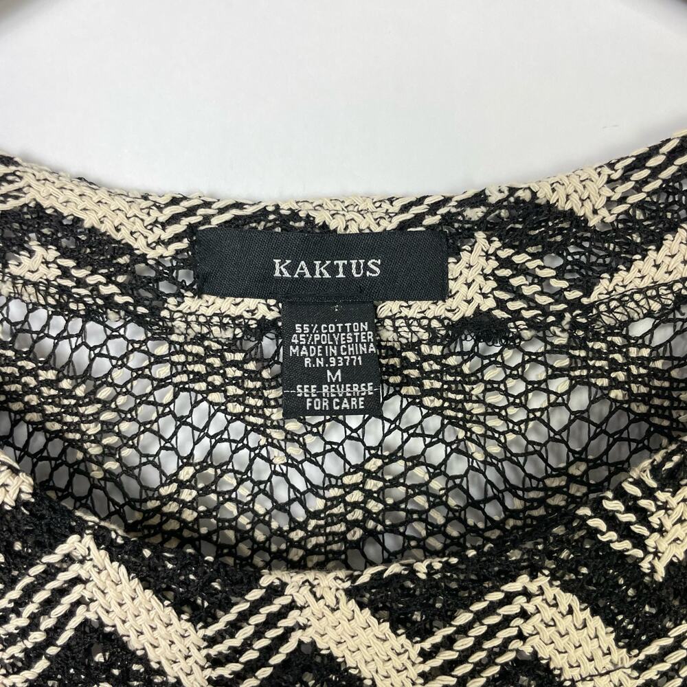 Kaktus | Black & Tan Chevron Pattern Open Knit Cr… - image 5
